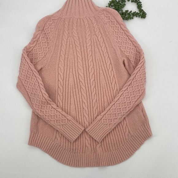 Ann Taylor Fisherman's Cable Alpaca Wool‎ Blend High Low Sweater Pullover Pink S - Picture 7 of 9